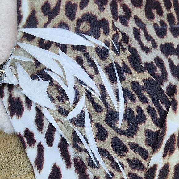 🔹️Cache Brown & Cream Sequined Leopard Burnout Long Sleeve Top Small - Picture 12 of 12